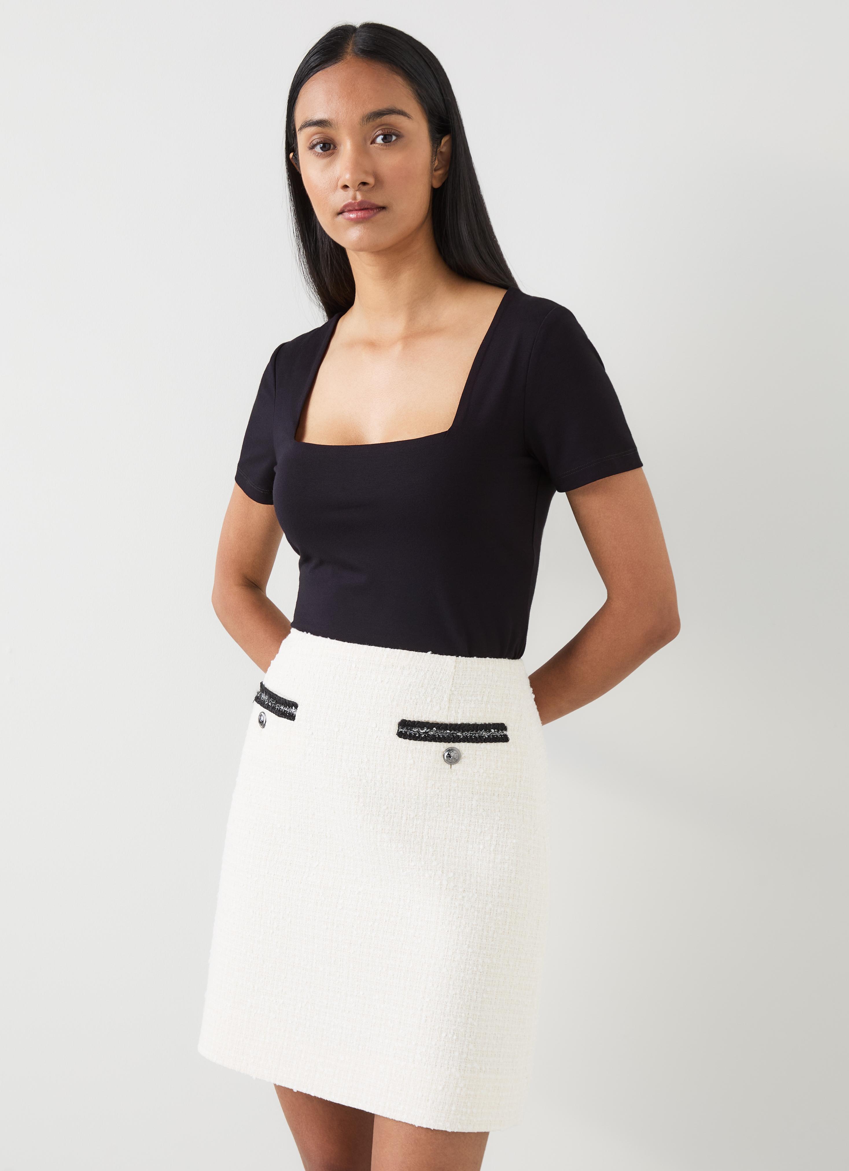 Tasha Black Jersey Square Neck Top | Clothing | Collections | L.K.